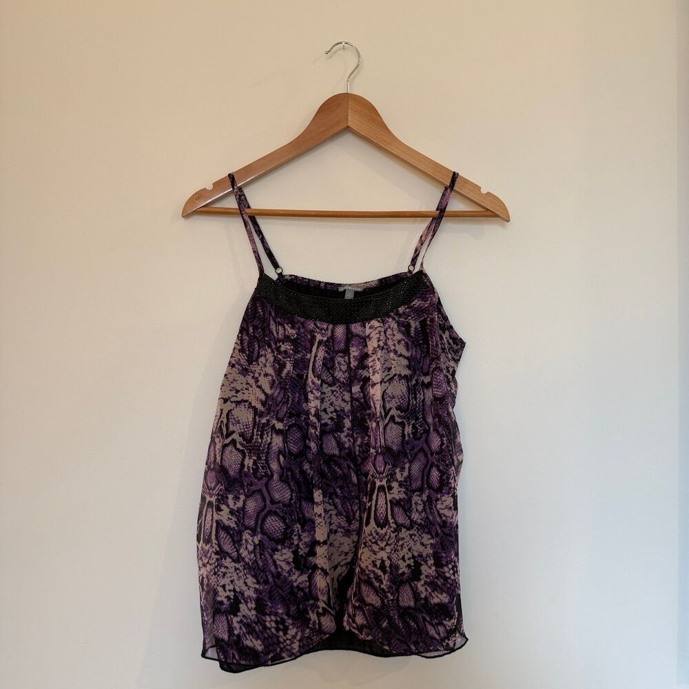 VTG Y2K Charlotte Russe Purple Snakeskin Beaded Cami Tank Top M